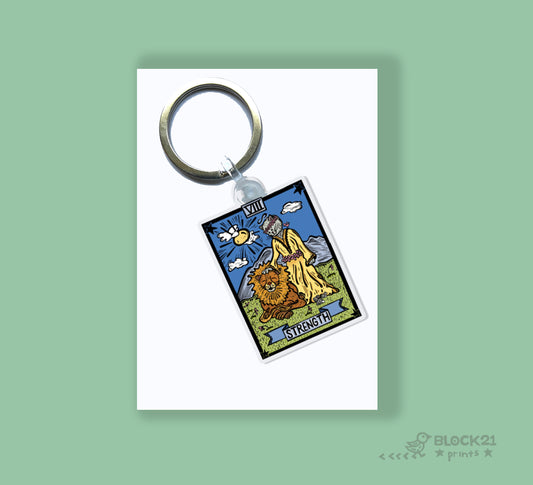 Strength Tarot Cat Keychain