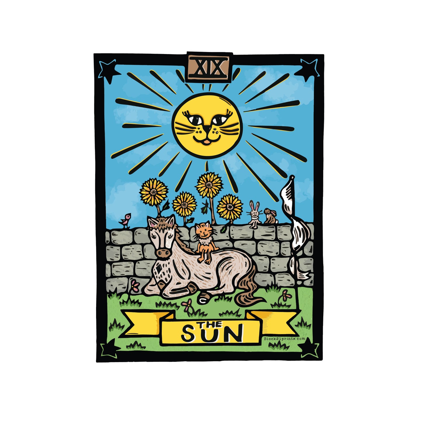 The Sun Cat Tarot Card Die Cut Vinyl Sticker