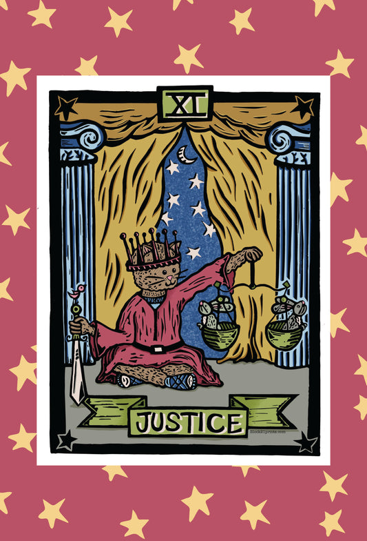 Justice Tarot Card Mini Art Print 4" x 6" - unmounted