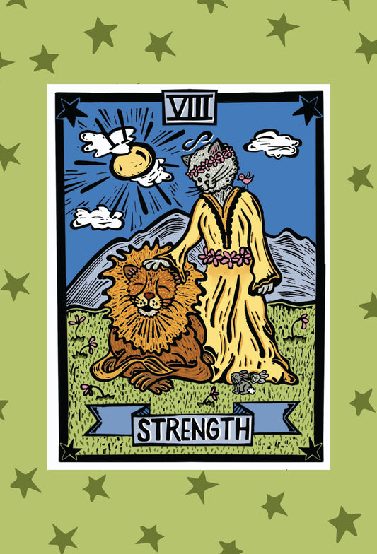 Strength Tarot Card Mini Art Print 4" x 6" - unmounted