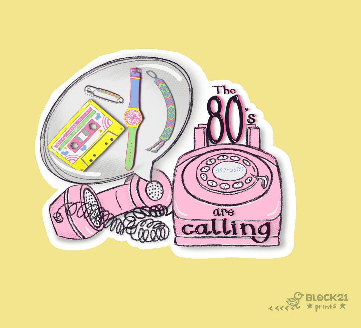 The 80s Are Calling Vinyl Sticker | Retro 80s Nostalgia Sticker
