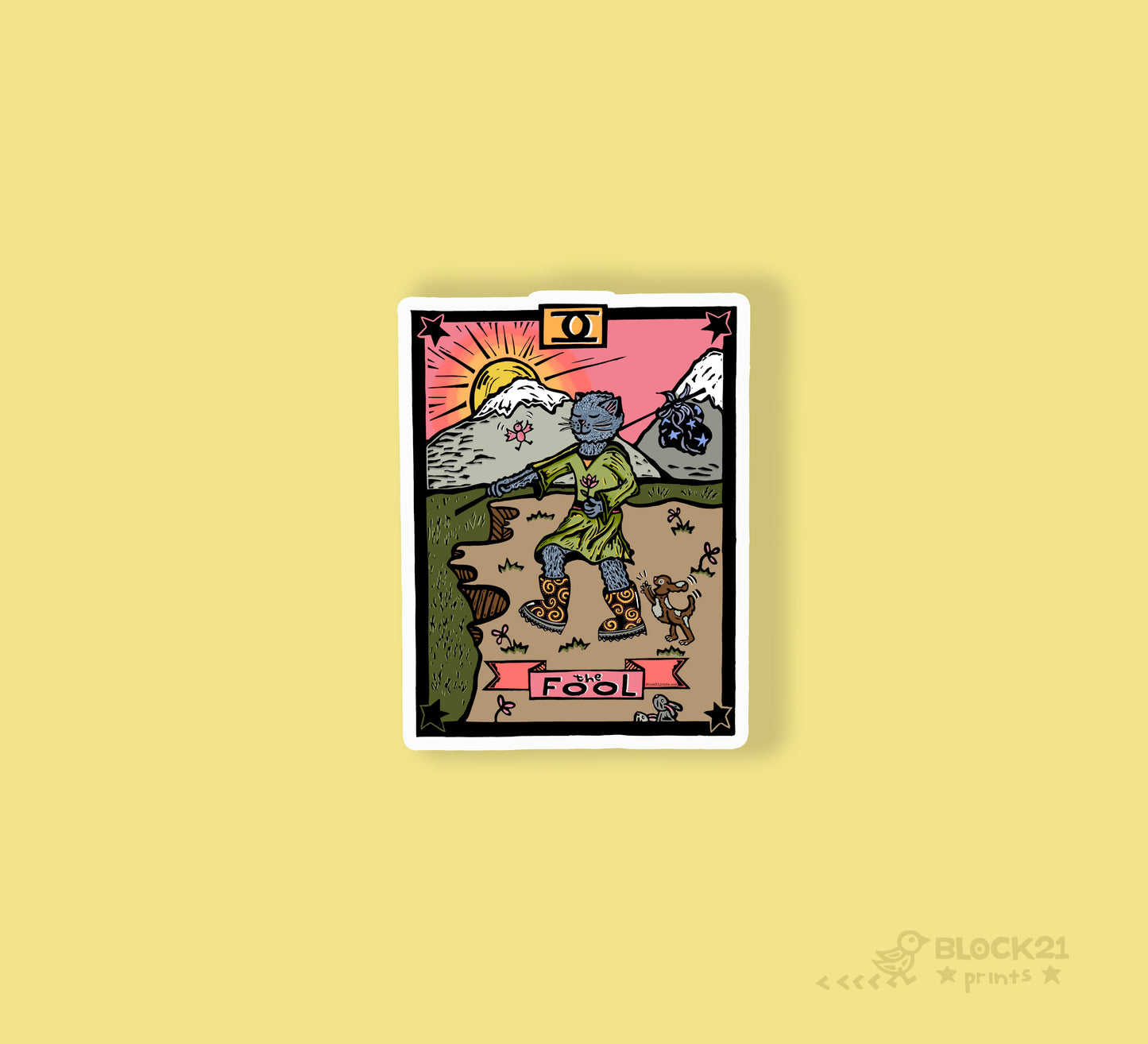 The Fool Tarot Card Die Cut Vinyl Sticker