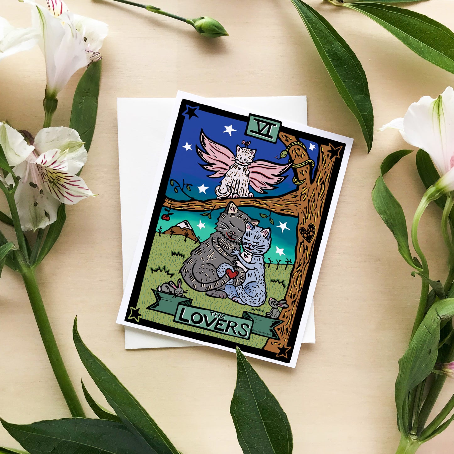 The Lovers Tarot Blank Greeting Card 4" X 6"