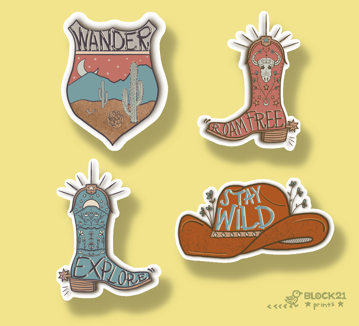 Explore Cowboy Boot Sticker | Western Adventure Vinyl Sticker