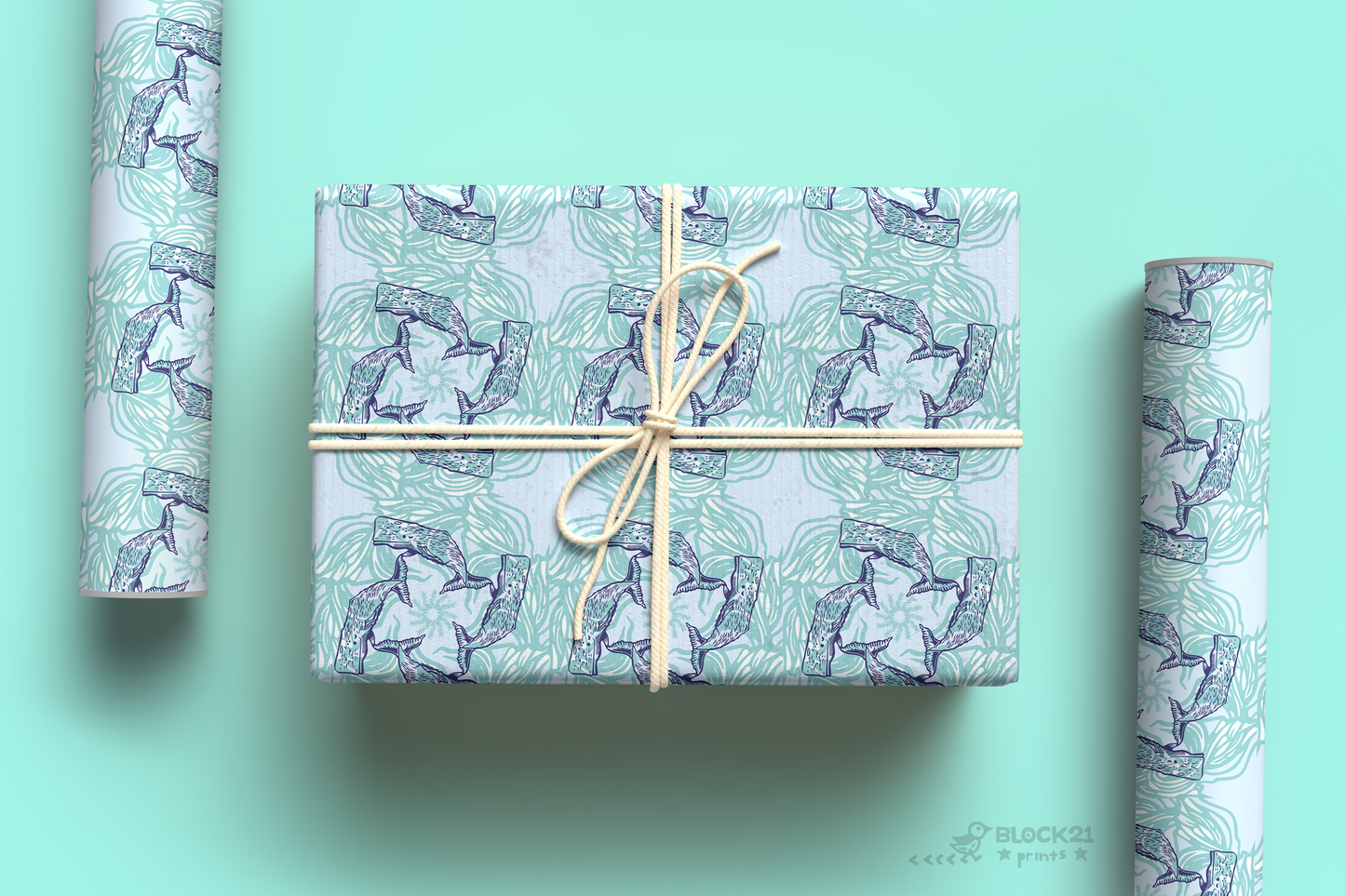 Whales Ocean Theme Gift Wrap Sheet - set of two