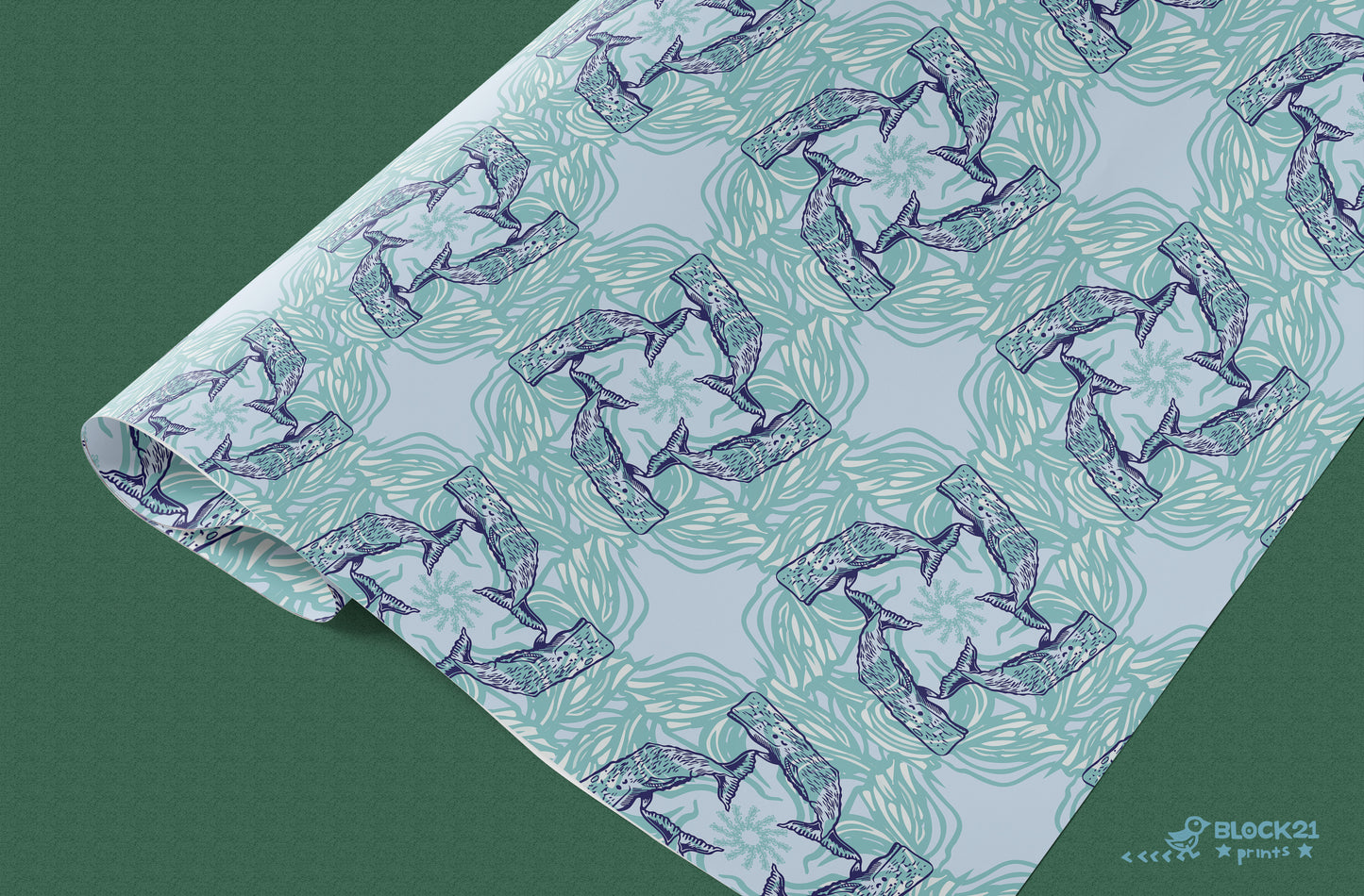 Whales Ocean Theme Gift Wrap Sheet - set of two