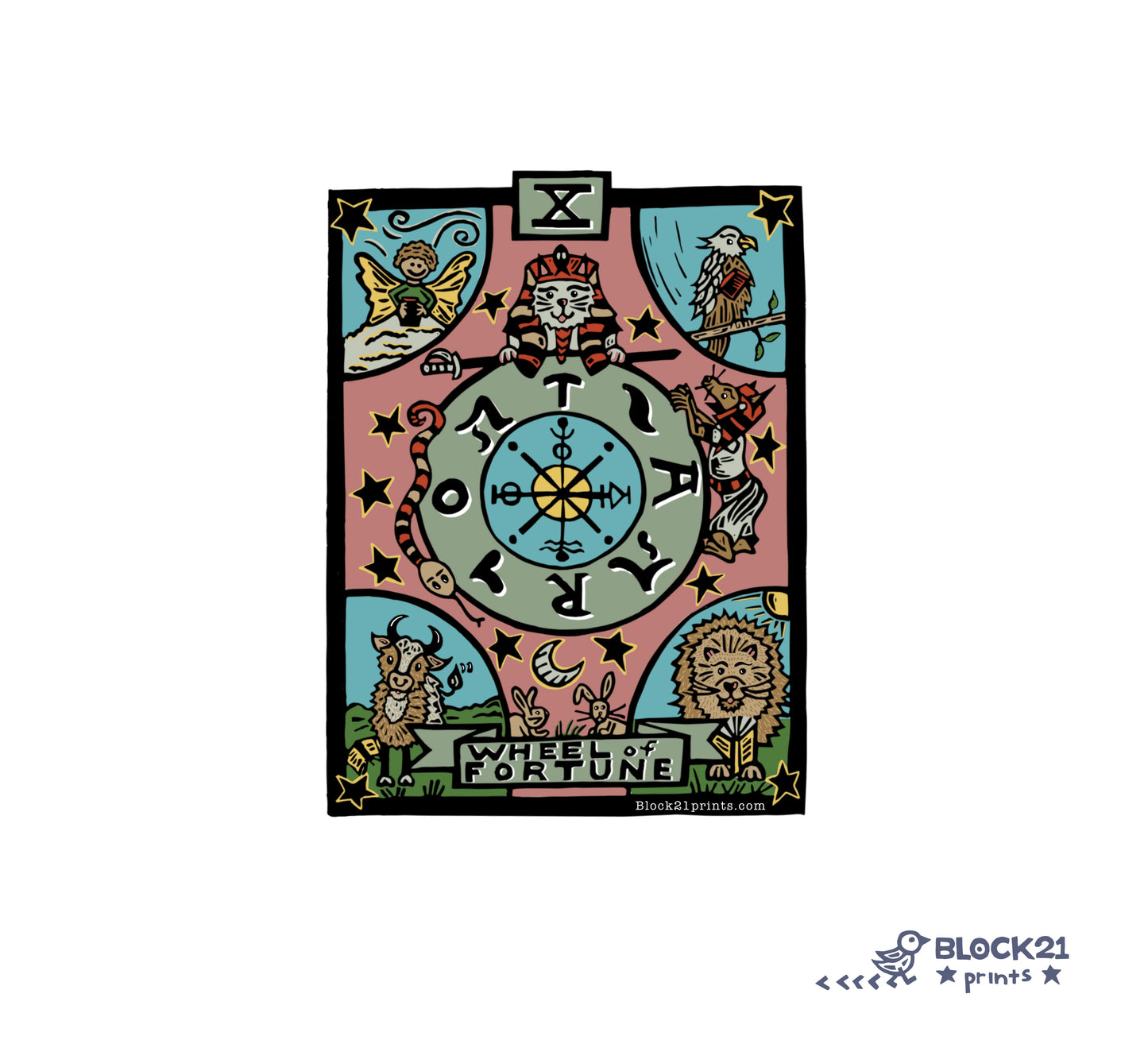 Wheel of Fortune Tarot Card Die Cut Vinyl Sticker