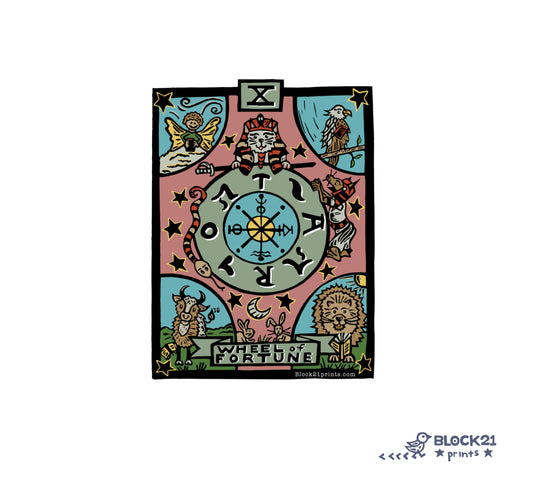 Wheel of Fortune Tarot Card Die Cut Vinyl Sticker