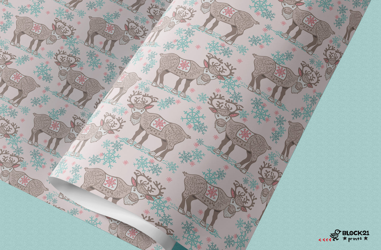 Winter Walks Elk Gift Wrap Sheet - set of two sheets