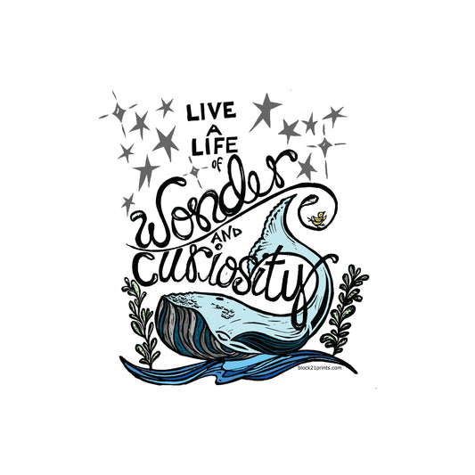 Live a Life of Wonder and Curiosity Whale Sticker Decal